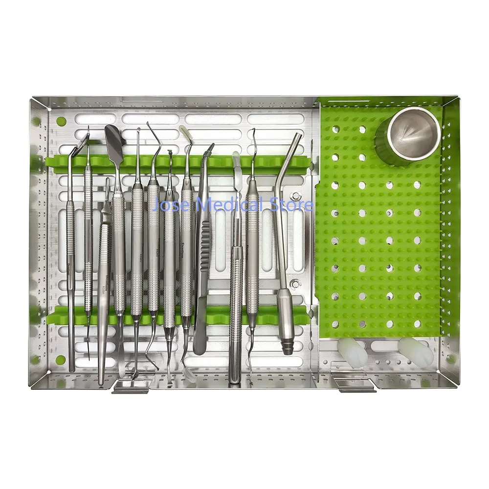 2023 New 18Pcs/Set Surgery Cassette Set Kit of Surgical Instruments for Periodontal and Dental Implant Surgery
2023 New 18Pcs/Set Surgery Cassette Set Kit of Surgical Instruments for Periodontal and Dental Implant Surgery