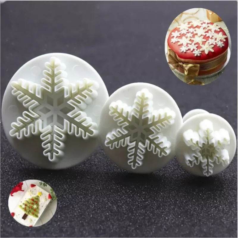 3pcs/set Snowflake Plunger Cutter Mold Fondant Cake Decoration Mould Sugar Clay Crafts Baking Tools Christmas Party Supplies
3pcs/set Snowflake Plunger Cutter Mold Fondant Cake Decoration Mould Sugar Clay Crafts Baking Tools Christmas Party Supplies