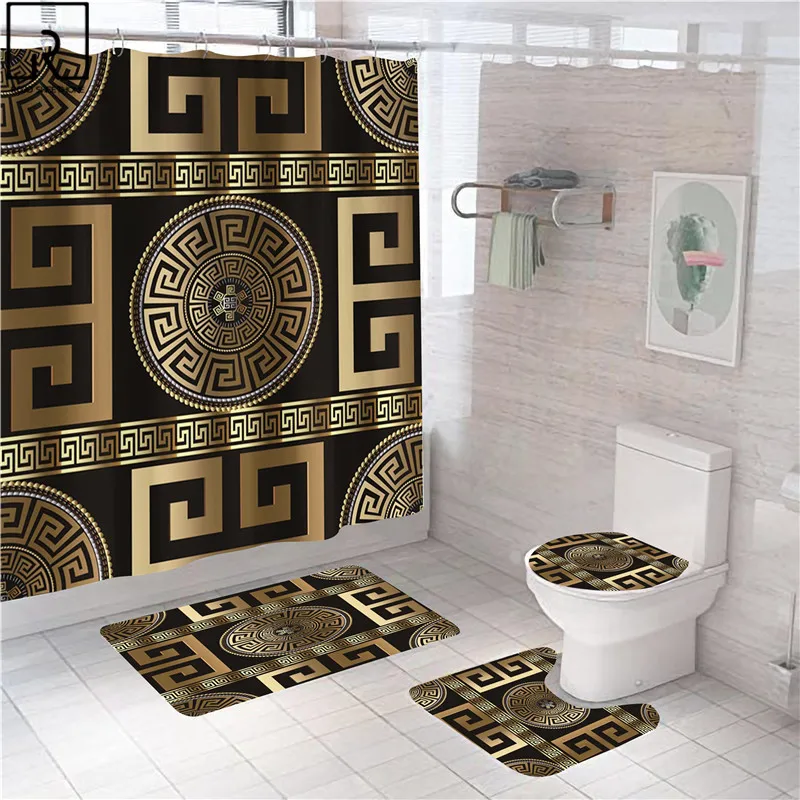 Luxury Geometric Shower Curtain Fashion Polyester Bathroom Partition Gold Black Bathtub Screen Bath Rugs Toilet Cover Home Decor
Luxury Geometric Shower Curtain Fashion Polyester Bathroom Partition Gold Black Bathtub Screen Bath Rugs Toilet Cover Home Decor