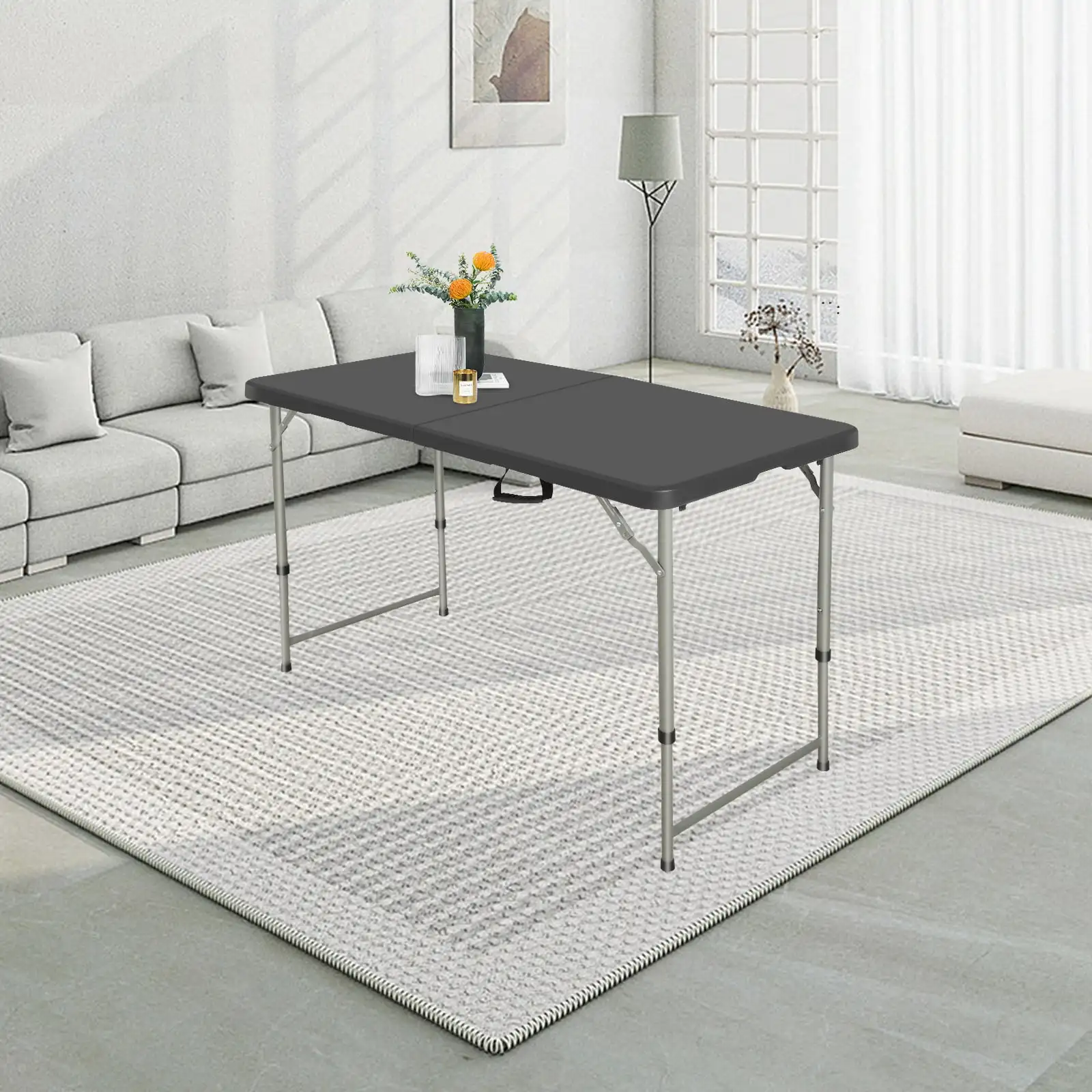 4 Foot Folding Table Black Indoor Outdoor Folding Card Table
4 Foot Folding Table Black Indoor Outdoor Folding Card Table