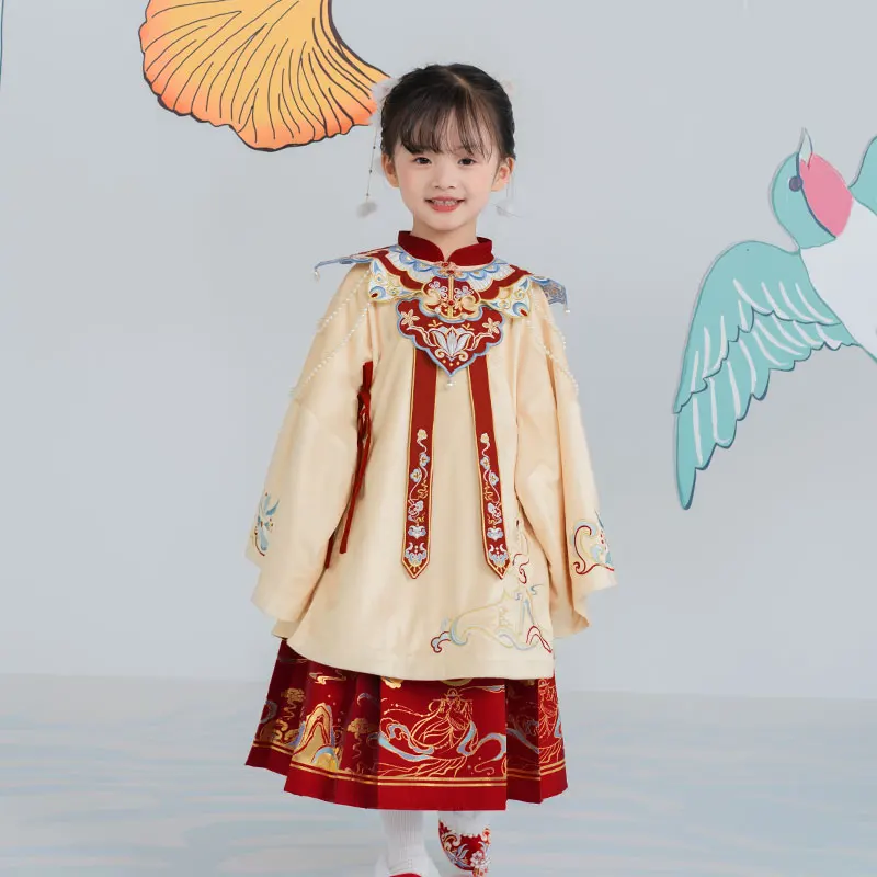 Chinese-Style Embroidered Hanfu Girls Ancient Style National Costume Children's Ming-Made Long Jacket Dress Cloud Shoulder LC775
Chinese-Style Embroidered Hanfu Girls Ancient Style National Costume Children's Ming-Made Long Jacket Dress Cloud Shoulder LC775