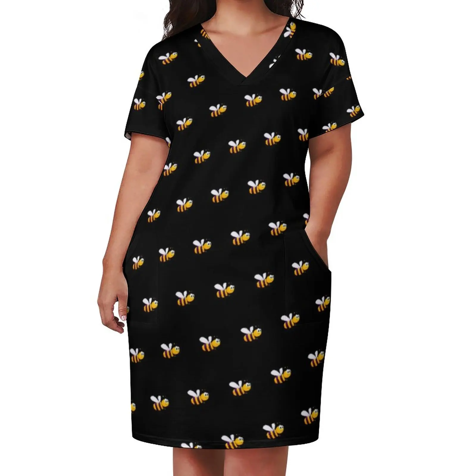 Cute Bumble Bees Dress Plus Size Black Funny Bee Print Street Fashion Casual Dress Summer V Neck Cute Dresses Birthday Present
Cute Bumble Bees Dress Plus Size Black Funny Bee Print Street Fashion Casual Dress Summer V Neck Cute Dresses Birthday Present