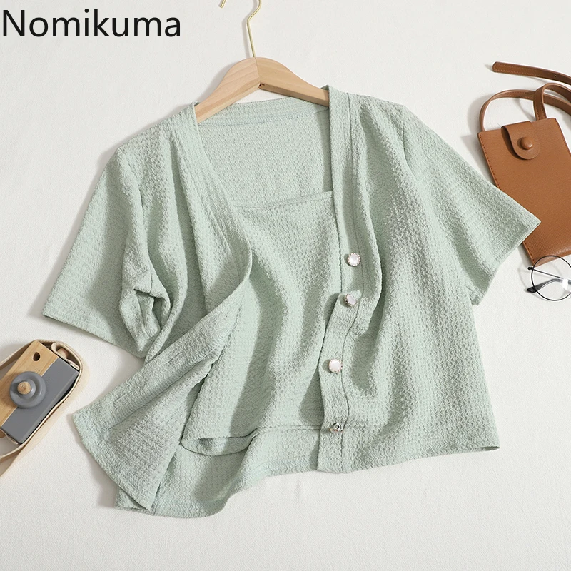 Nomikuma Blusas Mujer De Moda 2022 Two Piece Set Summer Solid Color Loose Chic Roupas Femininas Korean Casual Fashion Camisas
Nomikuma Blusas Mujer De Moda 2022 Two Piece Set Summer Solid Color Loose Chic Roupas Femininas Korean Casual Fashion Camisas