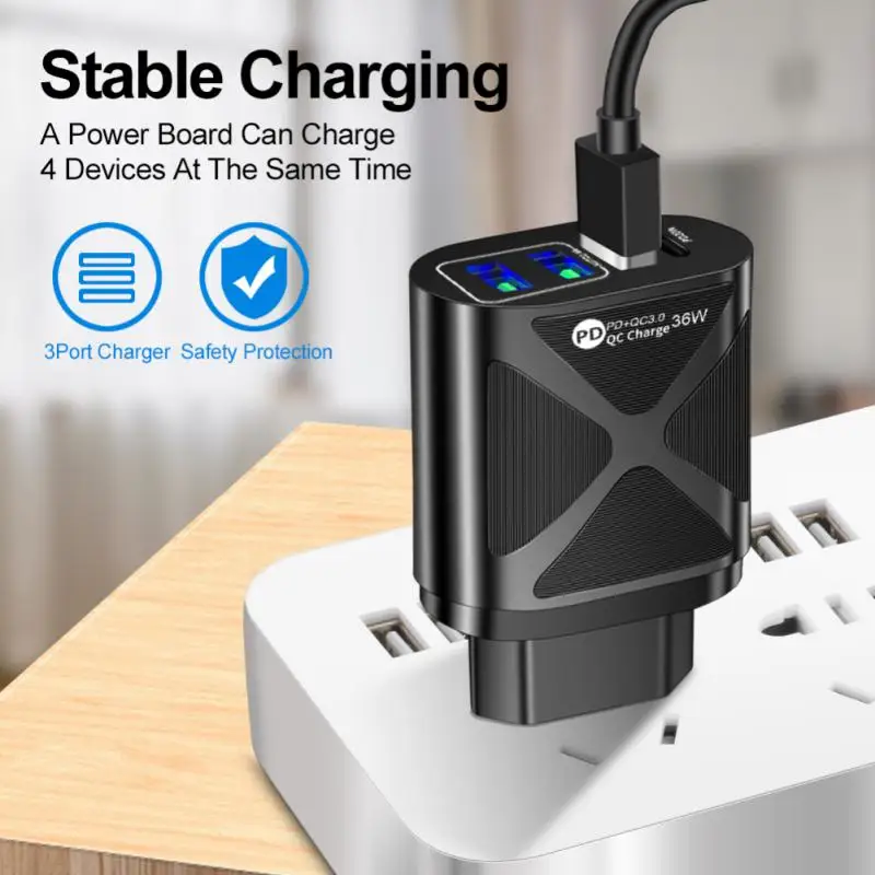 Usb Fast Charging 3-port Charger Travel Charging Charging Converter 36w Mobile Phone Charger Phone Charger Pd Charging Head 
Usb Fast Charging 3-port Charger Travel Charging Charging Converter 36w Mobile Phone Charger Phone Charger Pd Charging Head