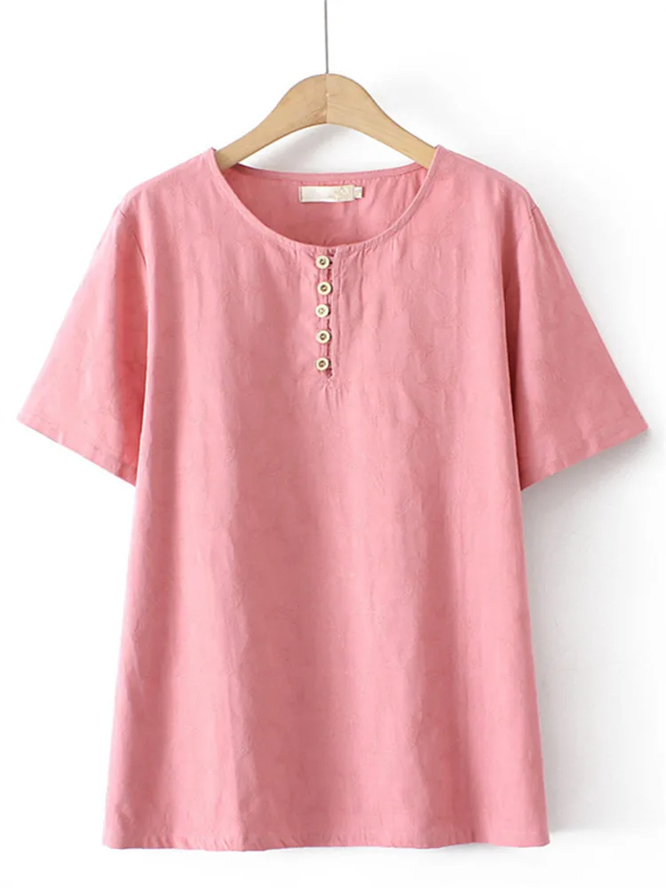 Plus Size Clothes For Summer Wear Short Sleeve Crew Neck With Decorative Buttons TShirt Pure Cotton Fabric Large Size Thin Shirt
Plus Size Clothes For Summer Wear Short Sleeve Crew Neck With Decorative Buttons TShirt Pure Cotton Fabric Large Size Thin Shirt