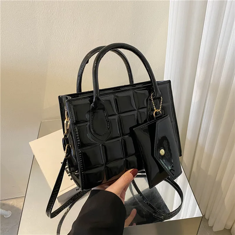 

Luxury Bag Women 2022 New Patent Leather Embossed Purses and Handbags Fashion Square Crossbody Shoulder Bag Simple Female Bag