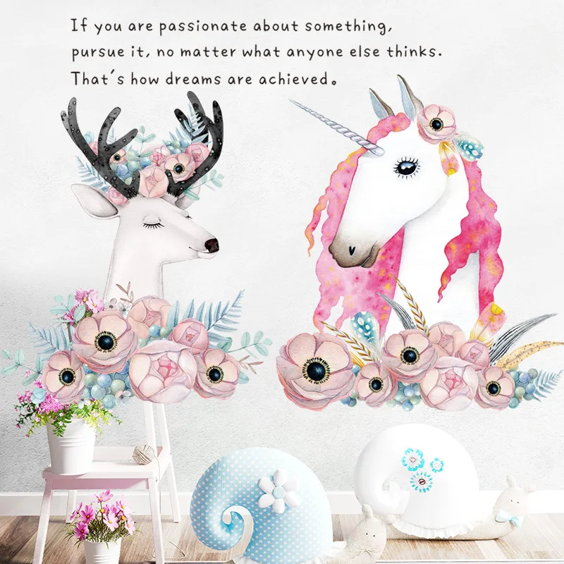 Pink Unicorn Wall Decals Elk Art Personality PVC Wallpaper Mural Self-adhesive Waterproof Wall Stickers for Home Decoration
Pink Unicorn Wall Decals Elk Art Personality PVC Wallpaper Mural Self-adhesive Waterproof Wall Stickers for Home Decoration