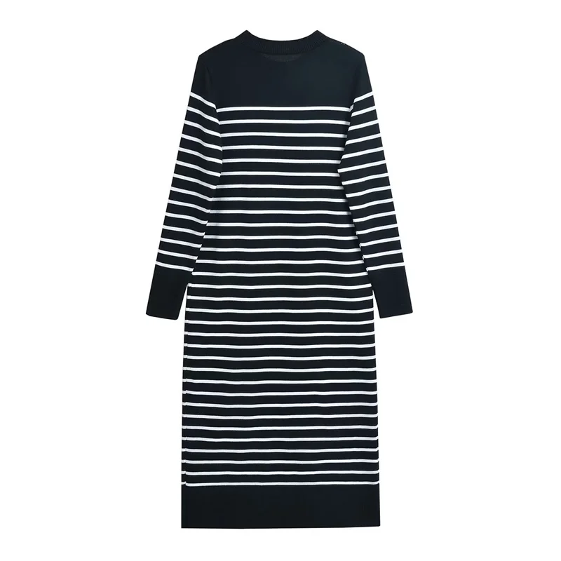 2023 New Women Stripe Knitted Slim Fit Midi Dress Autumn/Winter Fashion High Street Versatile O-Neck Dress
2023 New Women Stripe Knitted Slim Fit Midi Dress Autumn/Winter Fashion High Street Versatile O-Neck Dress