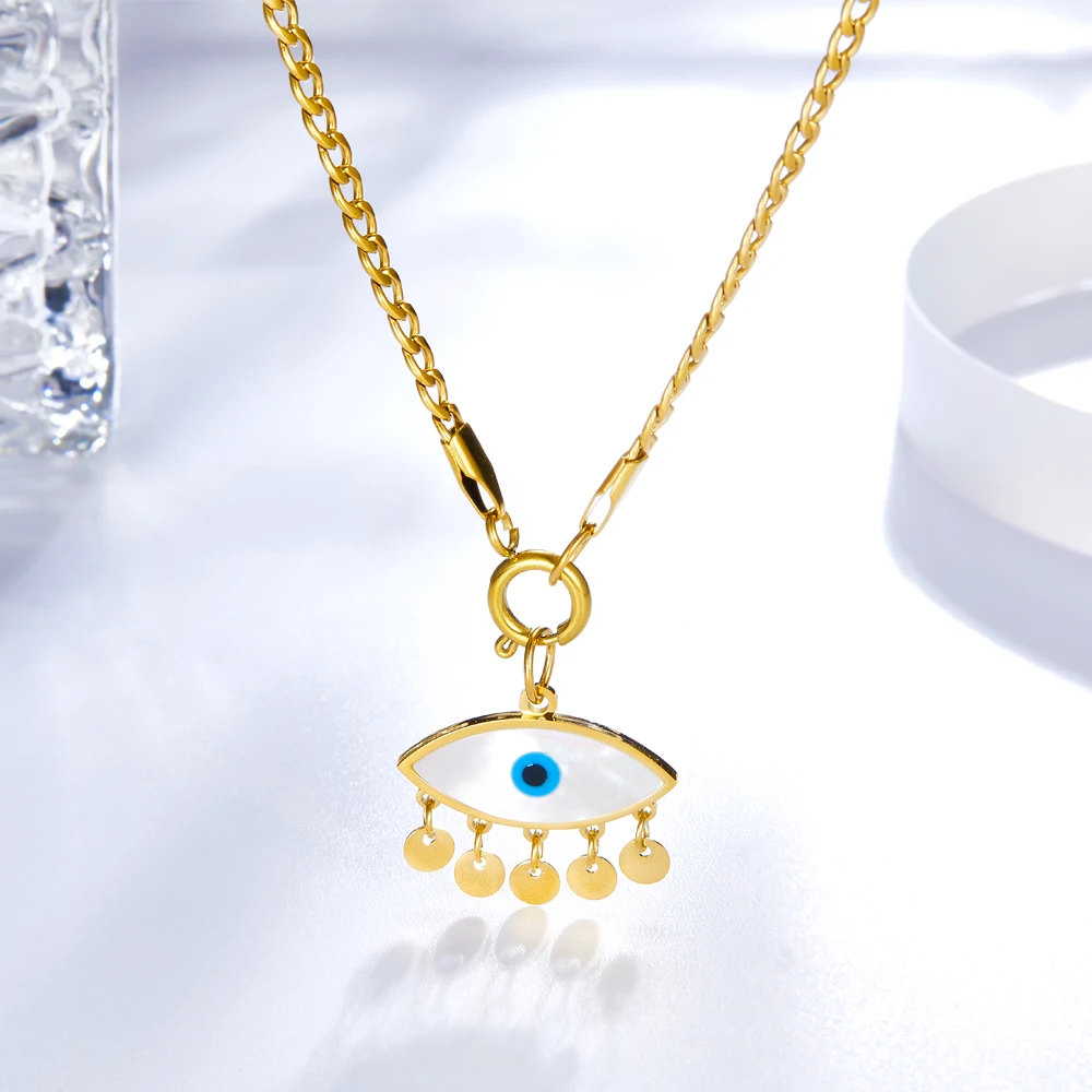 Stainless Steel Eye Pattern Pendant Necklace For Women Gold Plated Party Jewellry Women Fashionable Choker collares para mujer
Stainless Steel Eye Pattern Pendant Necklace For Women Gold Plated Party Jewellry Women Fashionable Choker collares para mujer