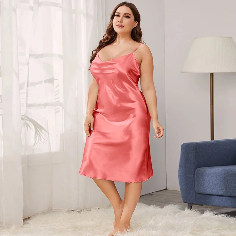 

Sexy Sleepwear Plus Size Night Dress Women Pajamas Ice Silk Sleepdress Cami Nightgown Loose Fit Loungewear Lenceria Para Damas