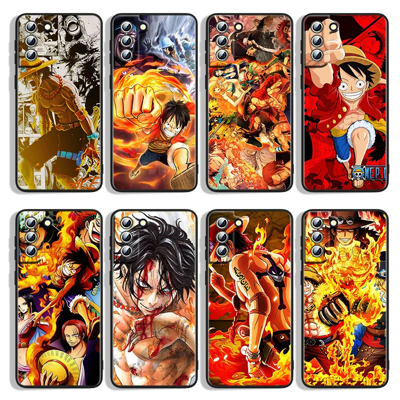 

Luffy One Piece Art For Samsung Galaxy S22 S21 S20 FE Ultra S10e S10 S9 S8 S7 S6 Edge Plus Black Soft Phone Case Capa