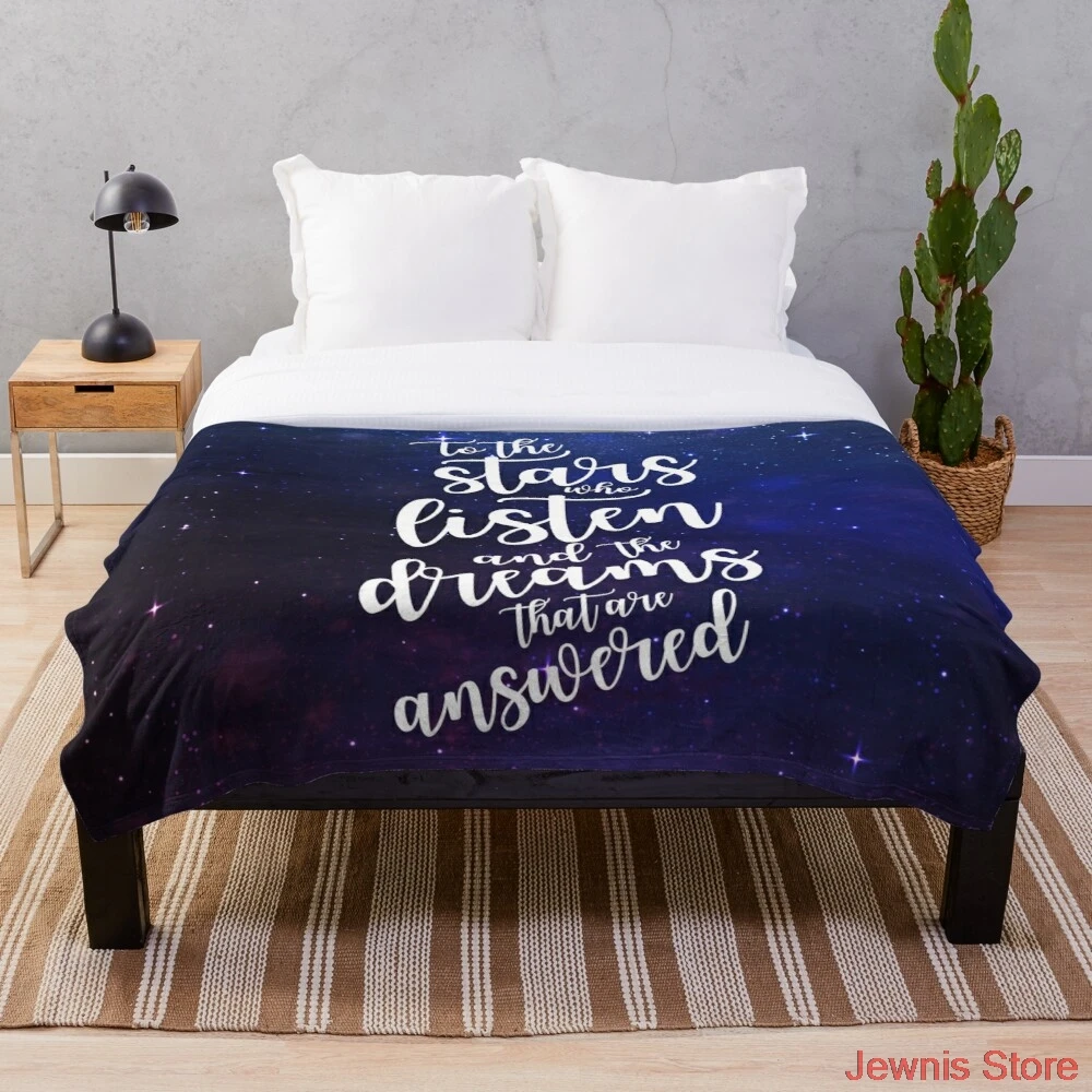 

Декоративное одеяло из шерпы для дивана или кровати с принтом звезд, которые слушают и мечты