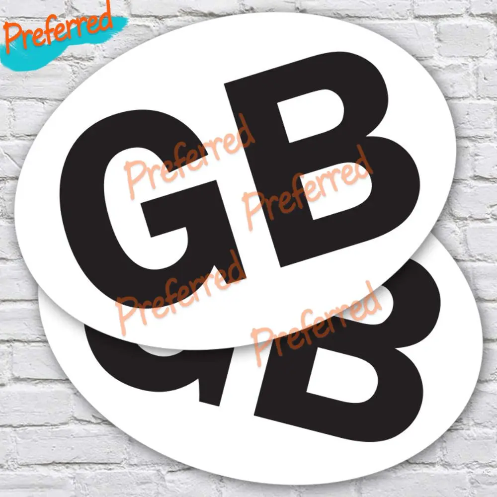 

2x GB Car Stickers Oval Euro Car Van Lorry Vinyl Self Adhesive Great Britain Decal France Germany Europe Die-Cut Waterproof PVC