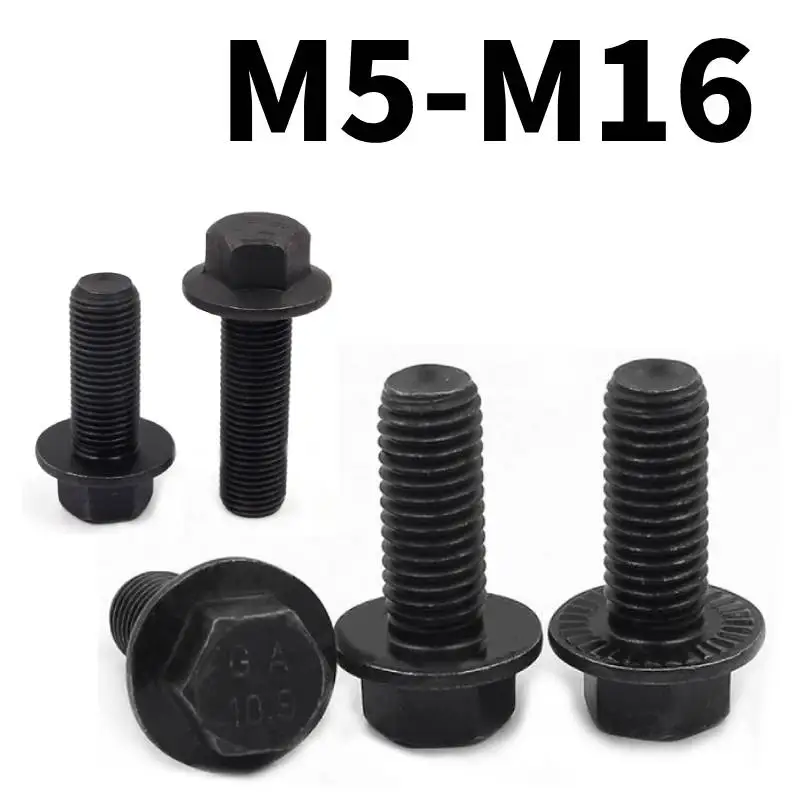 3/1PCS Black 10.9 Carbon Steel Flange Outer Hexagon Bolt Screws Enlarged Cap Screw Belt Pad Flat/toothed Pad Full Thread GB5789
3/1PCS Black 10.9 Carbon Steel Flange Outer Hexagon Bolt Screws Enlarged Cap Screw Belt Pad Flat/toothed Pad Full Thread GB5789