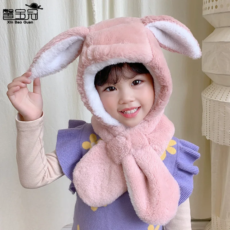 New children's hat autumn and winter thickened warm ear protection head cover cartoon cute rabbit ear plush one-piece hat 
New children's hat autumn and winter thickened warm ear protection head cover cartoon cute rabbit ear plush one-piece hat