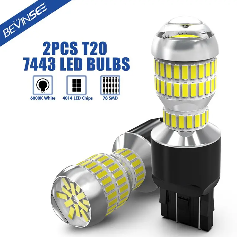 Bevinsee T20 LED Lights For Vehicles 7443 7440 7441 Daytime Running Light 2600LM 6000K White Canbus Error Free Side Marker Lamp
Bevinsee T20 LED Lights For Vehicles 7443 7440 7441 Daytime Running Light 2600LM 6000K White Canbus Error Free Side Marker Lamp