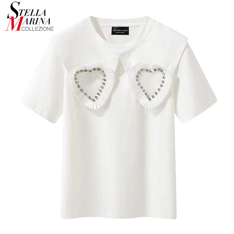 New 2022 Solid White Black Unique Style Woman Summer Tee Top Loose Fit Big Size Heart Patch Cute Wear T-shirt RE023
New 2022 Solid White Black Unique Style Woman Summer Tee Top Loose Fit Big Size Heart Patch Cute Wear T-shirt RE023