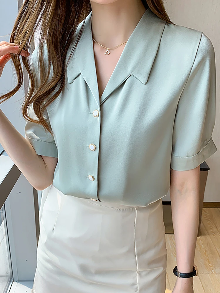 Satin Women Shirts Summer Short Sleeve Womens Tops Korean Fashion Clothing Blouses Blusas Mujer De Moda 2022 Verano Elegantes
Satin Women Shirts Summer Short Sleeve Womens Tops Korean Fashion Clothing Blouses Blusas Mujer De Moda 2022 Verano Elegantes