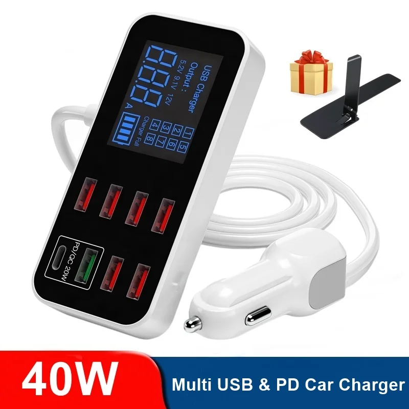 Universal Car Charger Multi 8 Port USB QC3.0 PD Fast Charging Station LCD Display Cargador for Iphone 11 13 Samsung Phone Tablet
Universal Car Charger Multi 8 Port USB QC3.0 PD Fast Charging Station LCD Display Cargador for Iphone 11 13 Samsung Phone Tablet