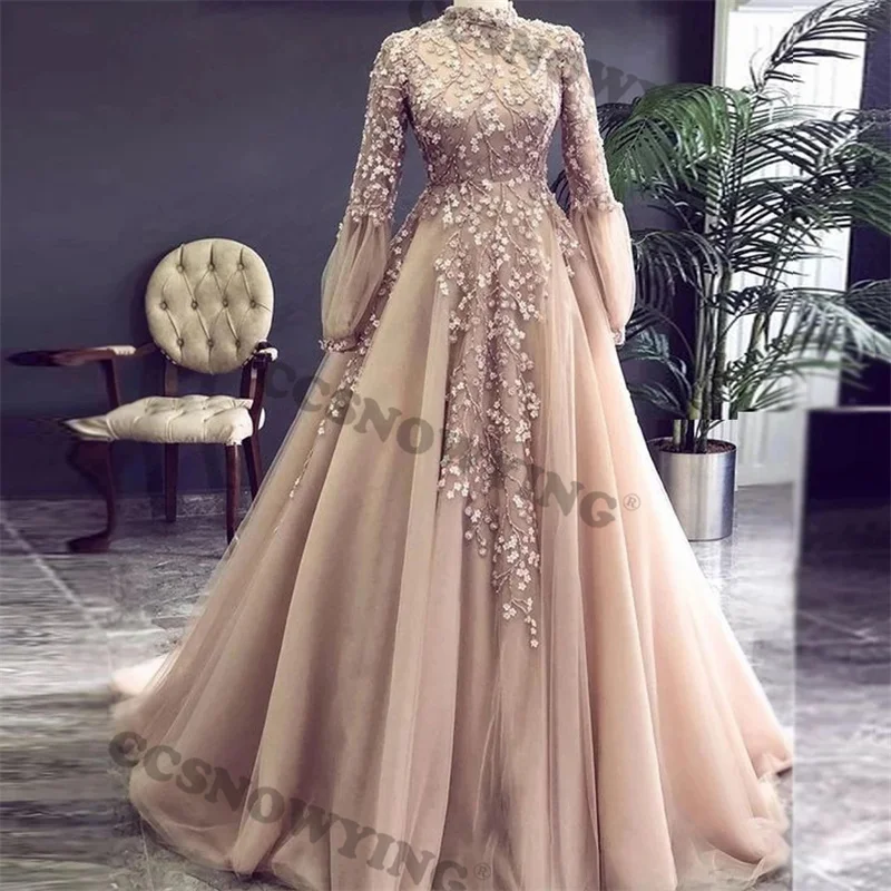 Tulle Appliques Muslim Evening Dresses Long Sleeve Hijab Islamic Formal Party Gown Arabic Dubai Women A Line Robes De Soirée
Tulle Appliques Muslim Evening Dresses Long Sleeve Hijab Islamic Formal Party Gown Arabic Dubai Women A Line Robes De Soirée