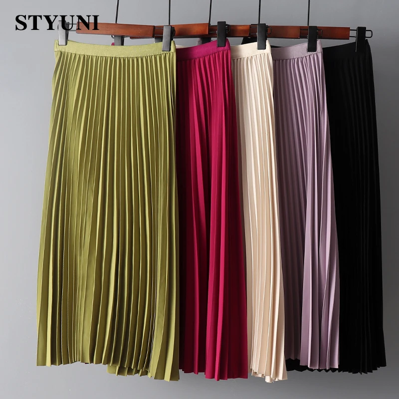 Korean fashion pleated solid color casual Women's skirt 2022 summer elastic high waist A-line mid-calf long skirts for women
Korean fashion pleated solid color casual Women's skirt 2022 summer elastic high waist A-line mid-calf long skirts for women