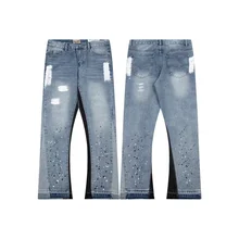 Hot 2024 GALLERY DEPT Splice Patch Vintage Jeans for Men and Women High Street Speckled Ink Wash Micro Rage Casual Pants Trend