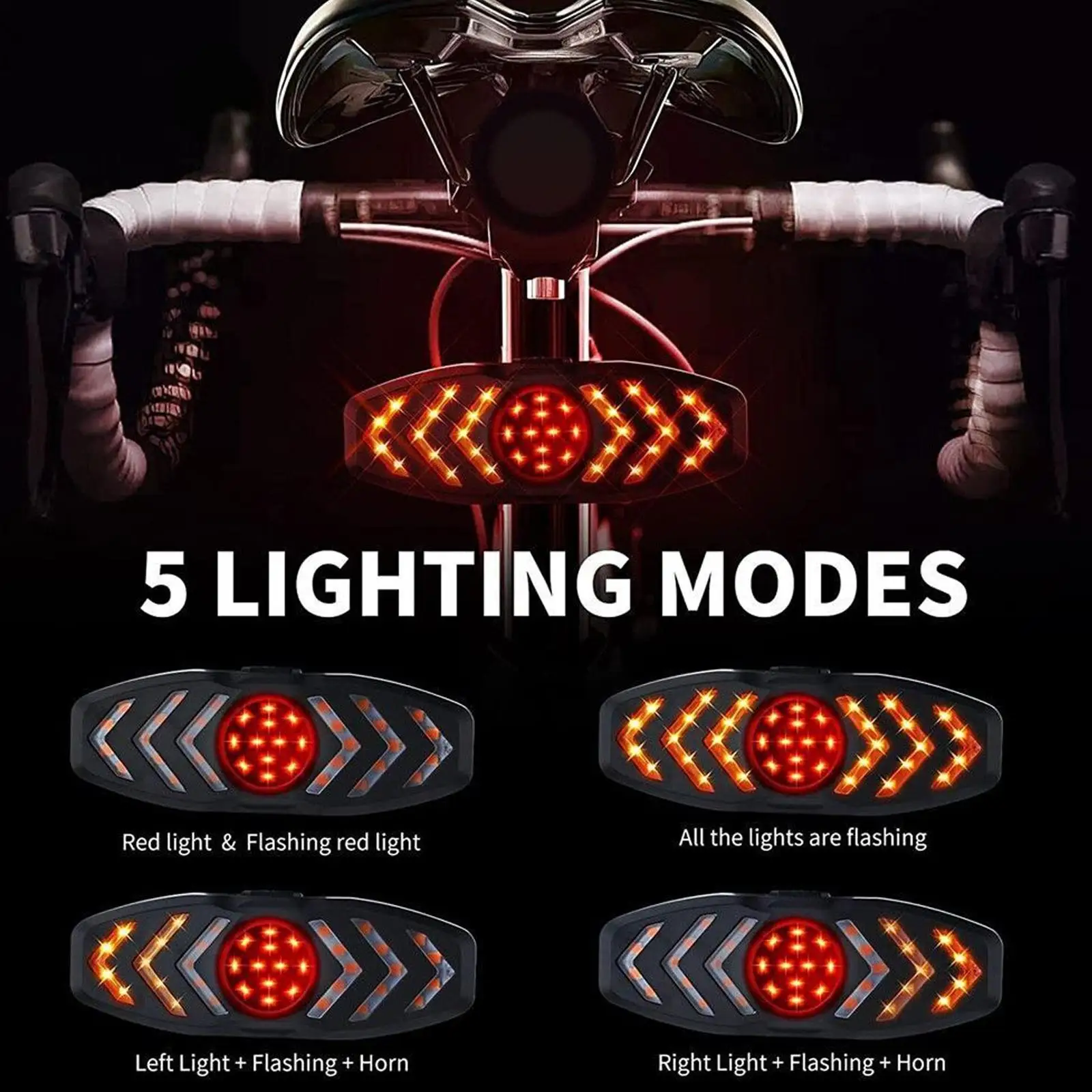 

Flashing Taillight With Horn Mountain Bike Tail Light Control Usb Turn Remote Bike Rear Light Rechargeable Signals