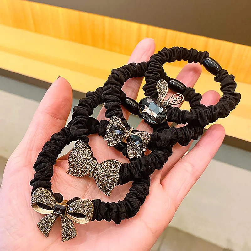 Rhinestone Hair Elastics Ties Alloy Ponytail Holder Hair Ties Fashion Black Bow Hair Accessories For Women
Rhinestone Hair Elastics Ties Alloy Ponytail Holder Hair Ties Fashion Black Bow Hair Accessories For Women