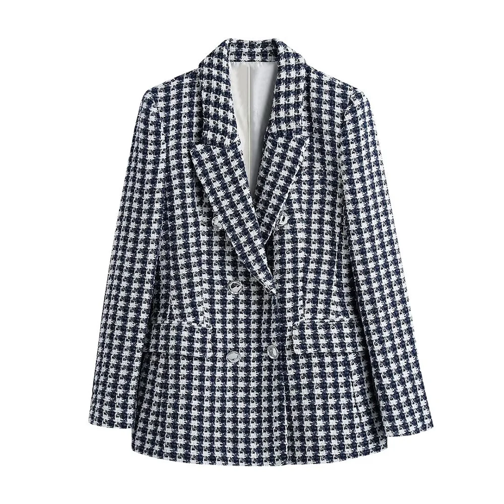 Women's New Double-Breasted Decorative Texture Slim Fit Plaid Suit Jacket Fashion Casual Elegant Office Female Chic Blazer
Women's New Double-Breasted Decorative Texture Slim Fit Plaid Suit Jacket Fashion Casual Elegant Office Female Chic Blazer