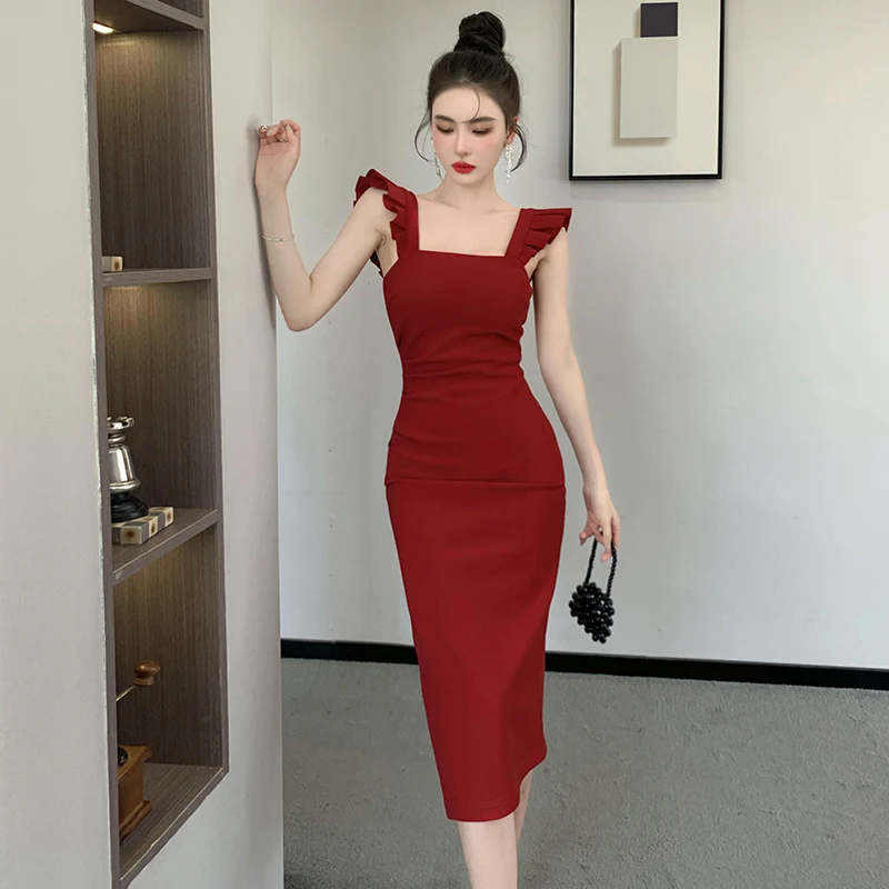 Вечерние женские сексуальные платья, однотонное облегающее летнее платье без рукавов с оборками и высокой талией, облегающее платье, новин... 
Вечерние женские сексуальные платья, однотонное облегающее летнее платье без рукавов с оборками и высокой талией, облегающее платье, новин...