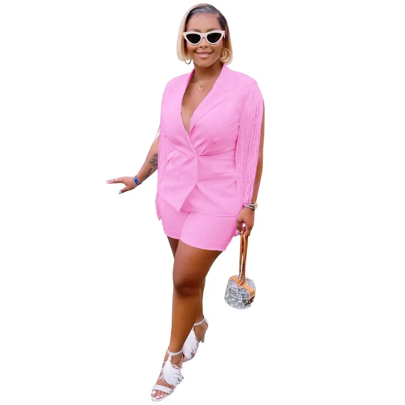 Blazer Shorts 2 Piece Set Women Sleeveless With Tassel Notched Neck Jacket Tops Fashion New Solid Streetwear Blazer Shorts Suit
Blazer Shorts 2 Piece Set Women Sleeveless With Tassel Notched Neck Jacket Tops Fashion New Solid Streetwear Blazer Shorts Suit