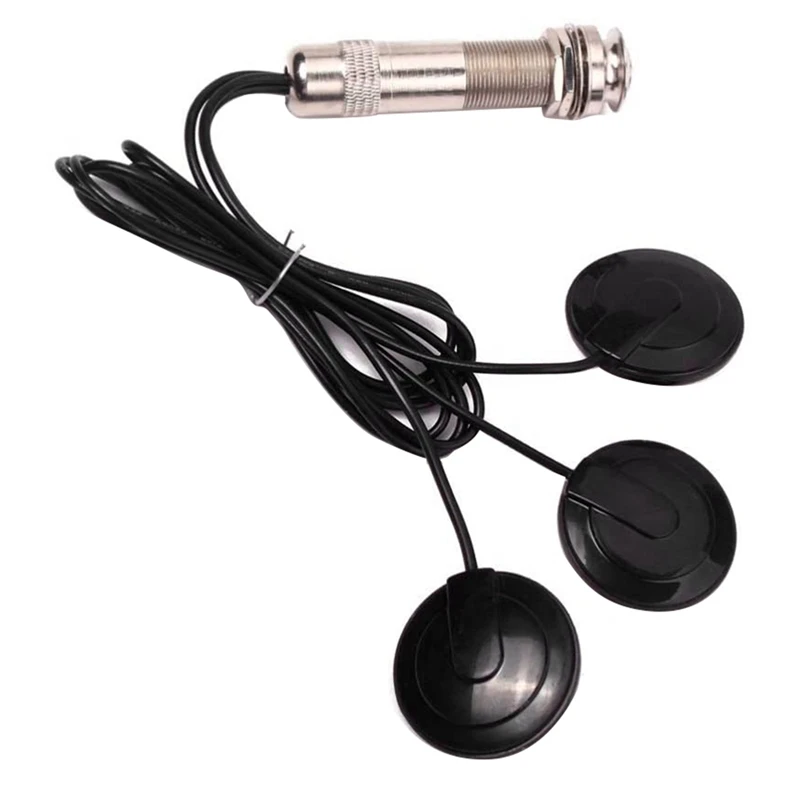 

3X Guitar Pickup Piezo Contact Microphone Pickup 3 Transducer Pickup System For Acoustic 6.35Mm Jack (Black)