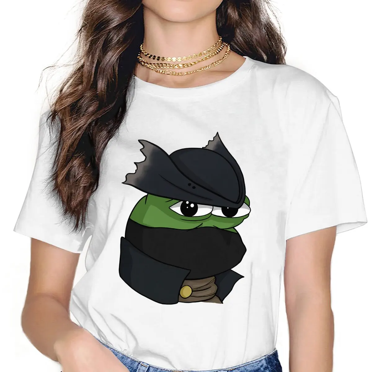 

The Good Hunter Women TShirt Pepe Frog Animal Girls Y2k Basic Tops O-neck Polyester Female T Shirt Humor Gift