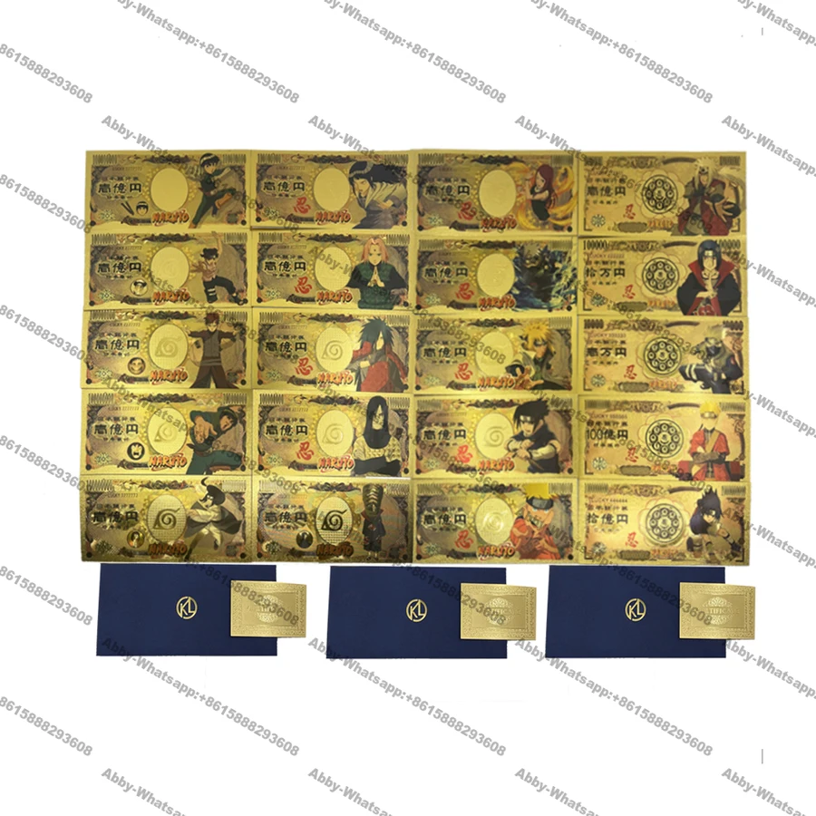 KL hot style 20types Japanese Anime Sasuke-Narutoes Gold plastic Banknote Manga cartoon cards for childhood memory Collection
KL hot style 20types Japanese Anime Sasuke-Narutoes Gold plastic Banknote Manga cartoon cards for childhood memory Collection