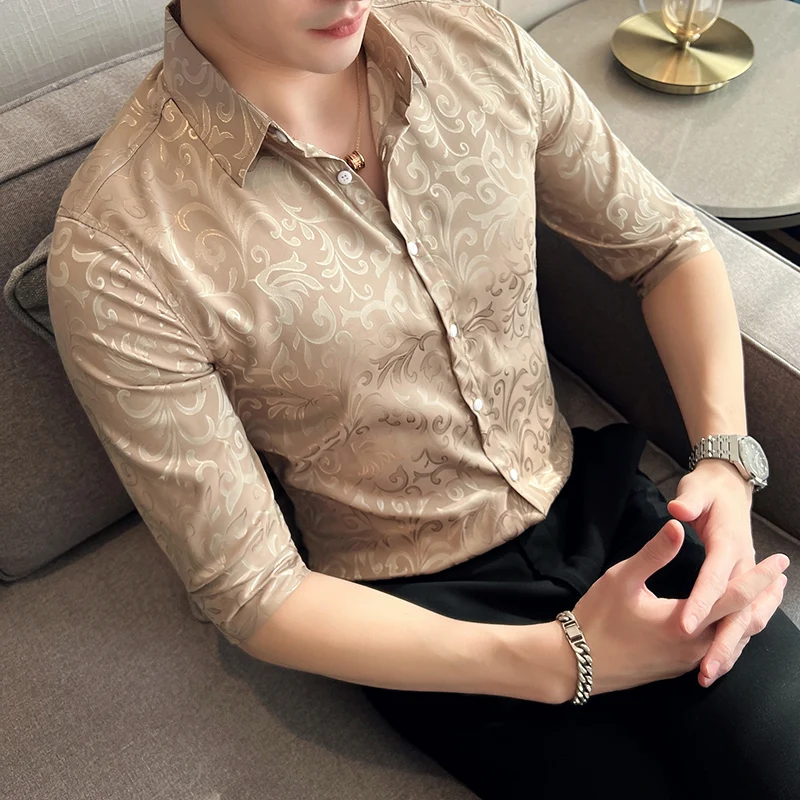 England Style Half Sleeved Men Shirt Top Grade Paisley Print Mens Formal Shirts Asian Size 4XL Fashion Slim Fit Camisa Masculina
England Style Half Sleeved Men Shirt Top Grade Paisley Print Mens Formal Shirts Asian Size 4XL Fashion Slim Fit Camisa Masculina