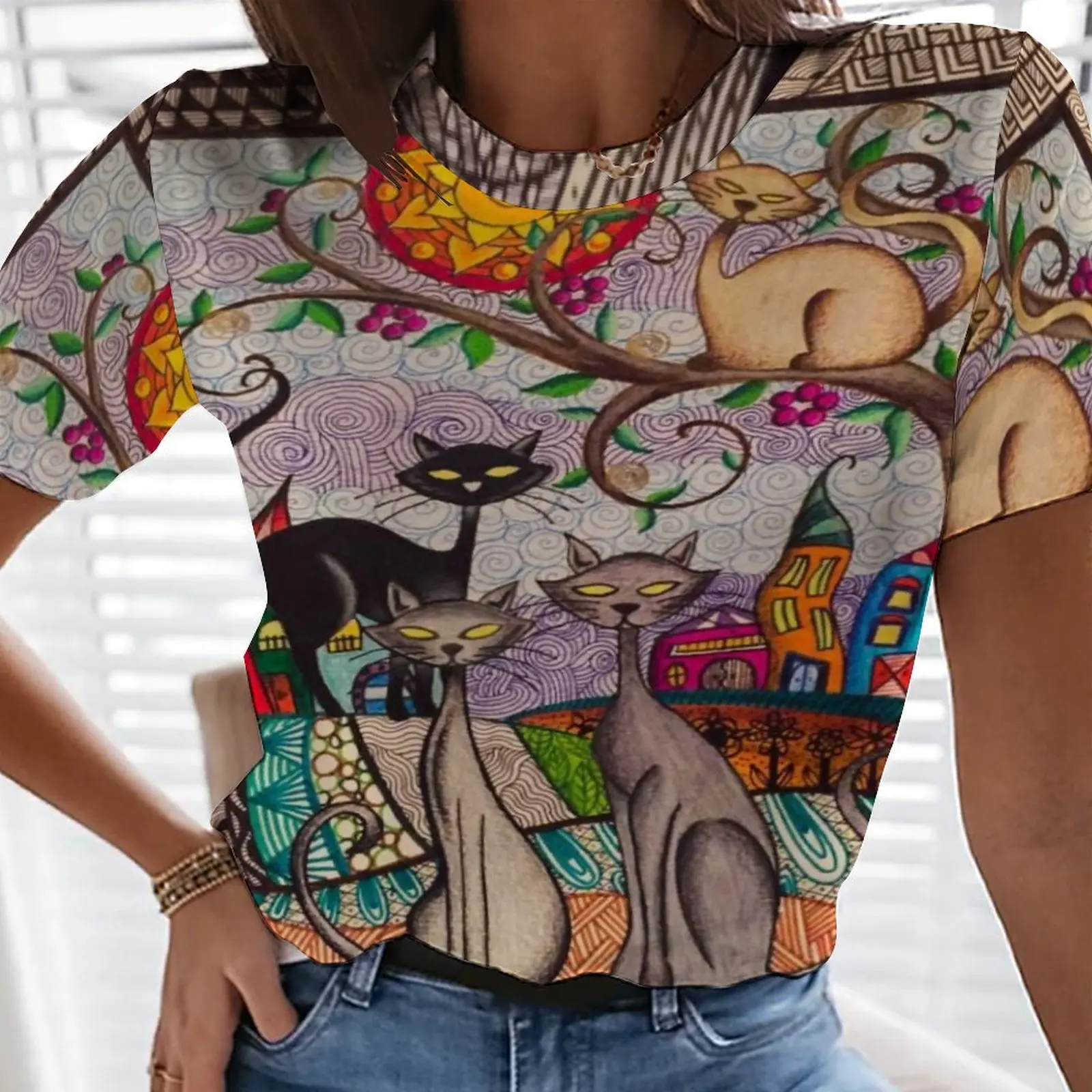 Casual New Harajuku Woman Tshirts Women Summer Short Sleeve Digital 3D Black Cat Printed O-Neck Tops T Shirt Femme T-Shirts
Casual New Harajuku Woman Tshirts Women Summer Short Sleeve Digital 3D Black Cat Printed O-Neck Tops T Shirt Femme T-Shirts