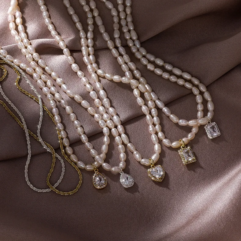French Romantic Natural Freshwater Pearl Chain Water Drop Pendant Necklace Women's Sparkling Layer Necklace ожерелье
French Romantic Natural Freshwater Pearl Chain Water Drop Pendant Necklace Women's Sparkling Layer Necklace ожерелье
