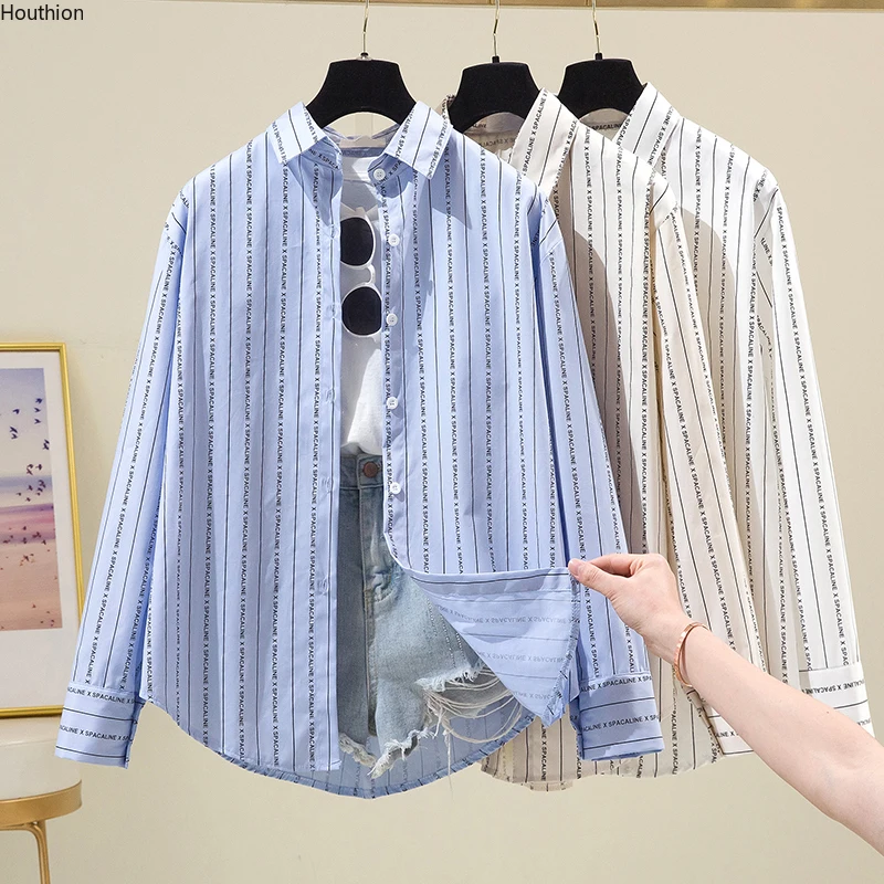 Women's Blouses Retro Fashion Shirt Casual New Korean Long Sleeve Striped Chiffon Spring/summer Top Houthion
Women's Blouses Retro Fashion Shirt Casual New Korean Long Sleeve Striped Chiffon Spring/summer Top Houthion