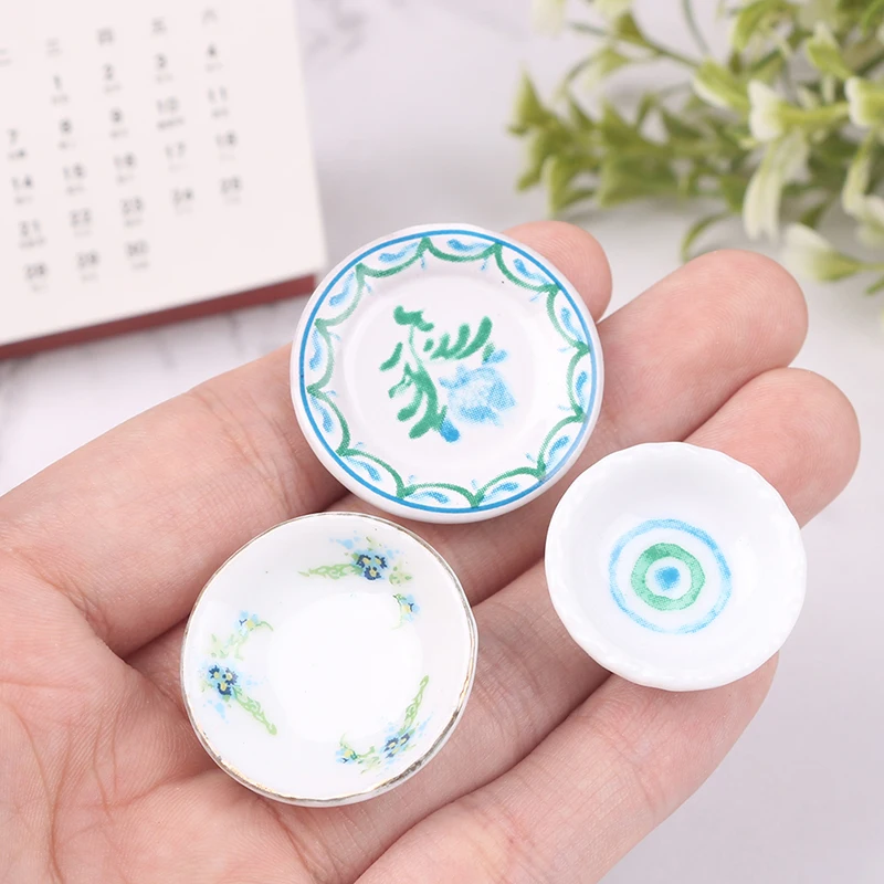 

2PCS 1:12 Dollhouse Miniature Ceramic Food Plate Dish Bowl Tray Kitchen Model Decor Toy Doll House Living Scene Decoration New