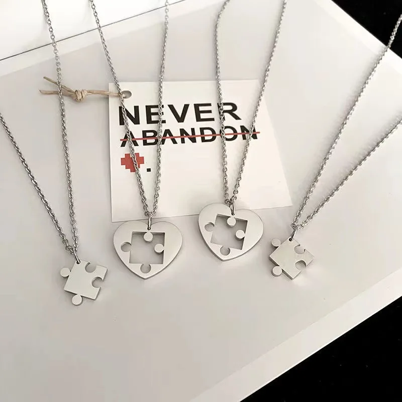 New Fashion Love Puzzle Heart Pendant Couple Necklace Punk Hip Hop Festival Birthday Friendship Jewelry 2PCS/Set
New Fashion Love Puzzle Heart Pendant Couple Necklace Punk Hip Hop Festival Birthday Friendship Jewelry 2PCS/Set