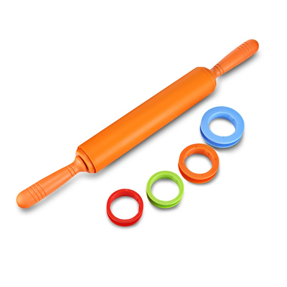 Non-Stick Silicone Rolling Pin Dough Roller With Adjustable Thickness Rings With 2mm 3mm 6mm And 10mm Adjustable Rings Z20 
Non-Stick Silicone Rolling Pin Dough Roller With Adjustable Thickness Rings With 2mm 3mm 6mm And 10mm Adjustable Rings Z20