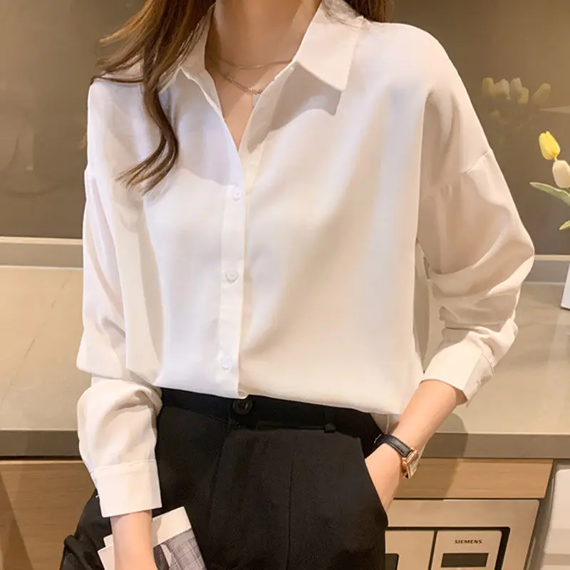 

Шифоновая Блузка XEJ, рубашки в Корейском стиле, одежда, весна 2022, элегантные рубашки для женщин, Топ с длинным рукавом, белая рубашка для женщ...