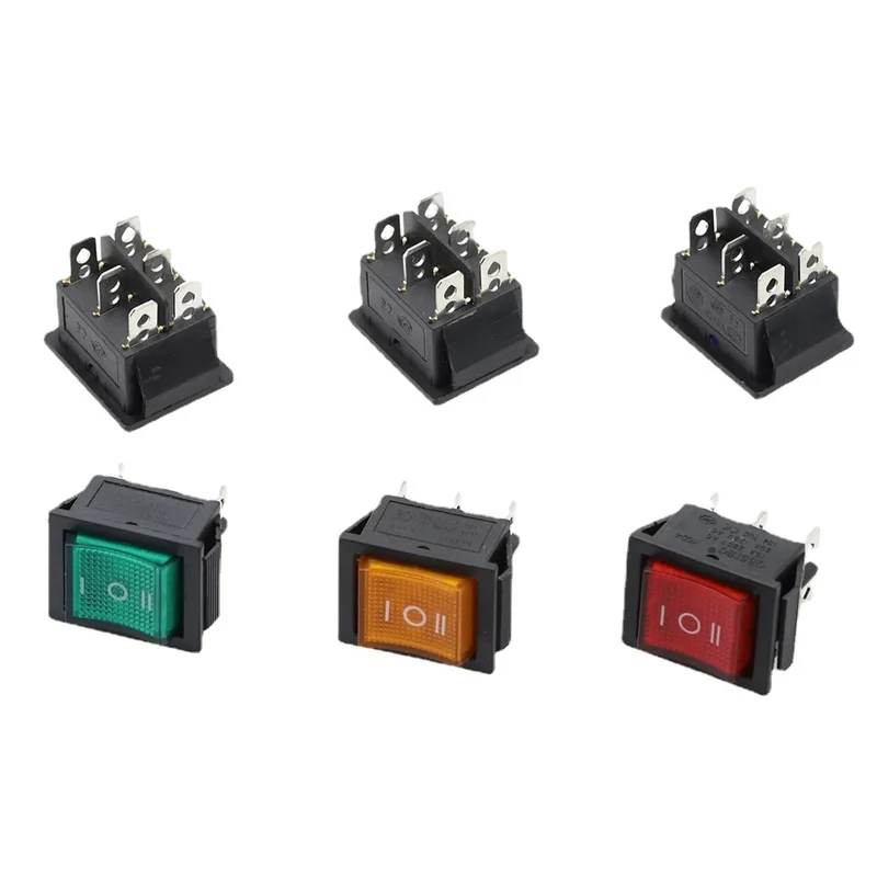 KCD4 1PCS Rocker Switch Power Switch ON-OFF-ON 3 Position 6 Electrical equipment With Light Switch 16A 250VAC/ 20A 125VA
KCD4 1PCS Rocker Switch Power Switch ON-OFF-ON 3 Position 6 Electrical equipment With Light Switch 16A 250VAC/ 20A 125VA