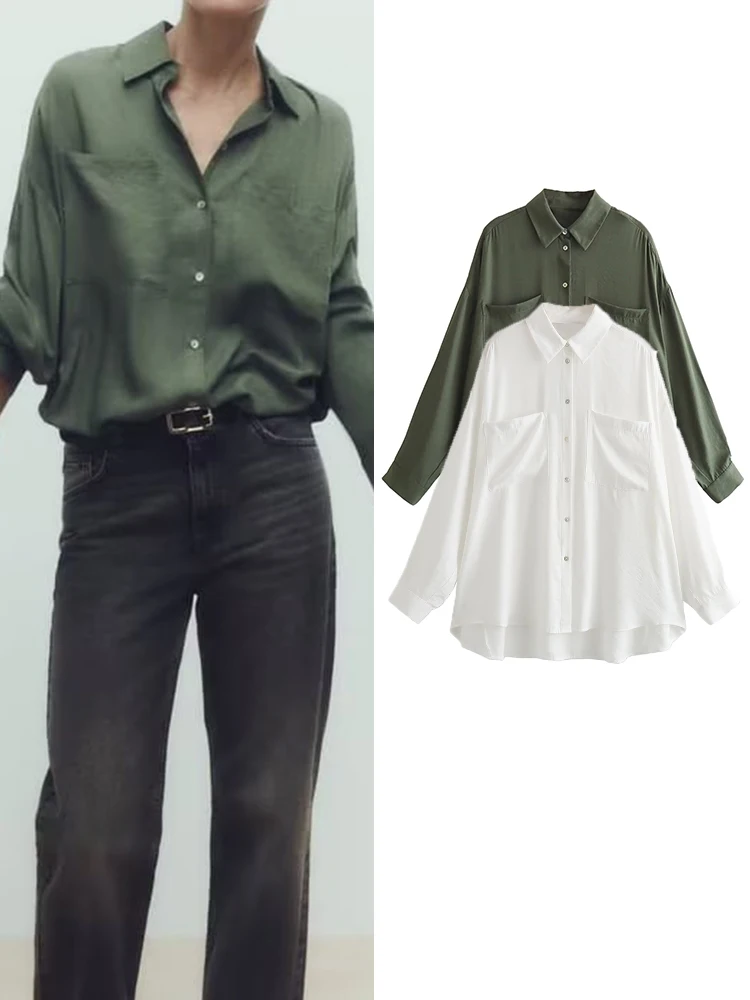 TRAF Autumn Women Oversize Flowing Shirt 2023 New Casual Office Ladies Solid Lapel Single-Breasted Long Sleeve Blouse 2 Colors
TRAF Autumn Women Oversize Flowing Shirt 2023 New Casual Office Ladies Solid Lapel Single-Breasted Long Sleeve Blouse 2 Colors