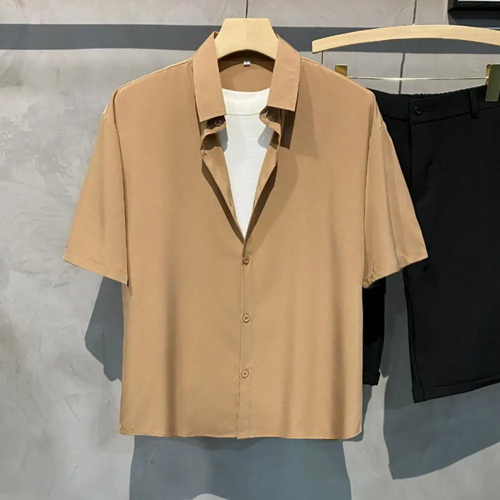 Chic Men Summer Top Solid Color Mid Length Casual Summer Shirt Thin Summer Shirt Men Garment
Chic Men Summer Top Solid Color Mid Length Casual Summer Shirt Thin Summer Shirt Men Garment