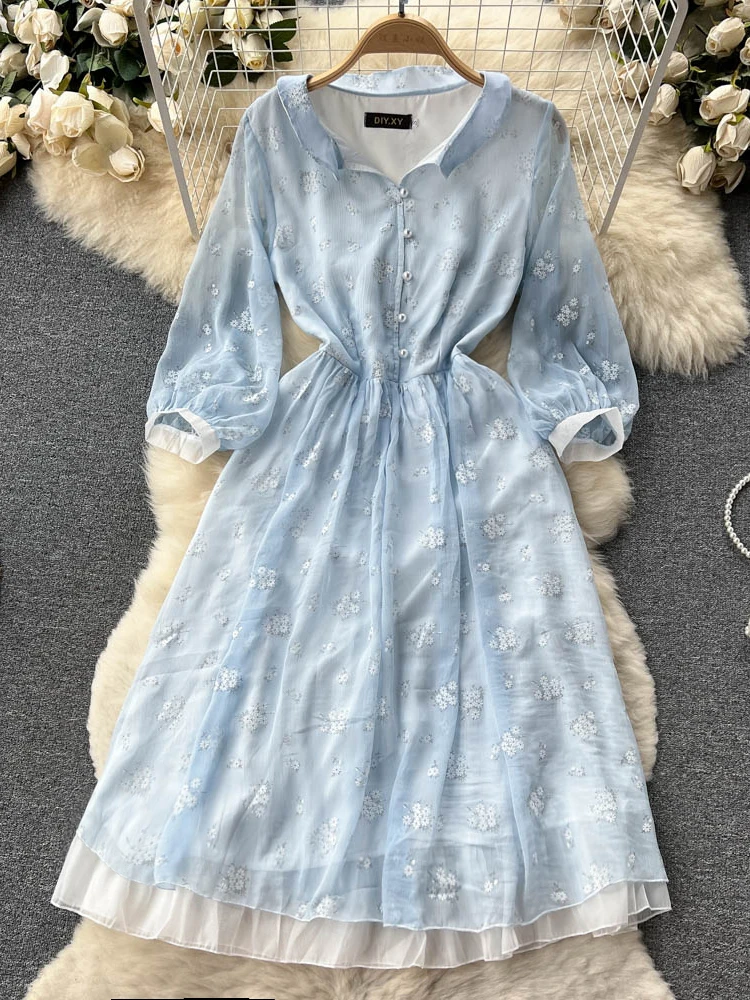 Aibeautyer New Casual Summer A Line Turndown Collar Chiffon Lady Dress A Line Solid Slim Full Pullover Mid-Calf Women Dresses
Aibeautyer New Casual Summer A Line Turndown Collar Chiffon Lady Dress A Line Solid Slim Full Pullover Mid-Calf Women Dresses