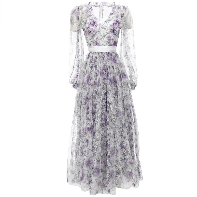 Spring Summer dress Women Perspective Net Gauze Lantern Long Sleeve Flowers Print Long Elegant Dresses For Women 2023 Luxury
Spring Summer dress Women Perspective Net Gauze Lantern Long Sleeve Flowers Print Long Elegant Dresses For Women 2023 Luxury