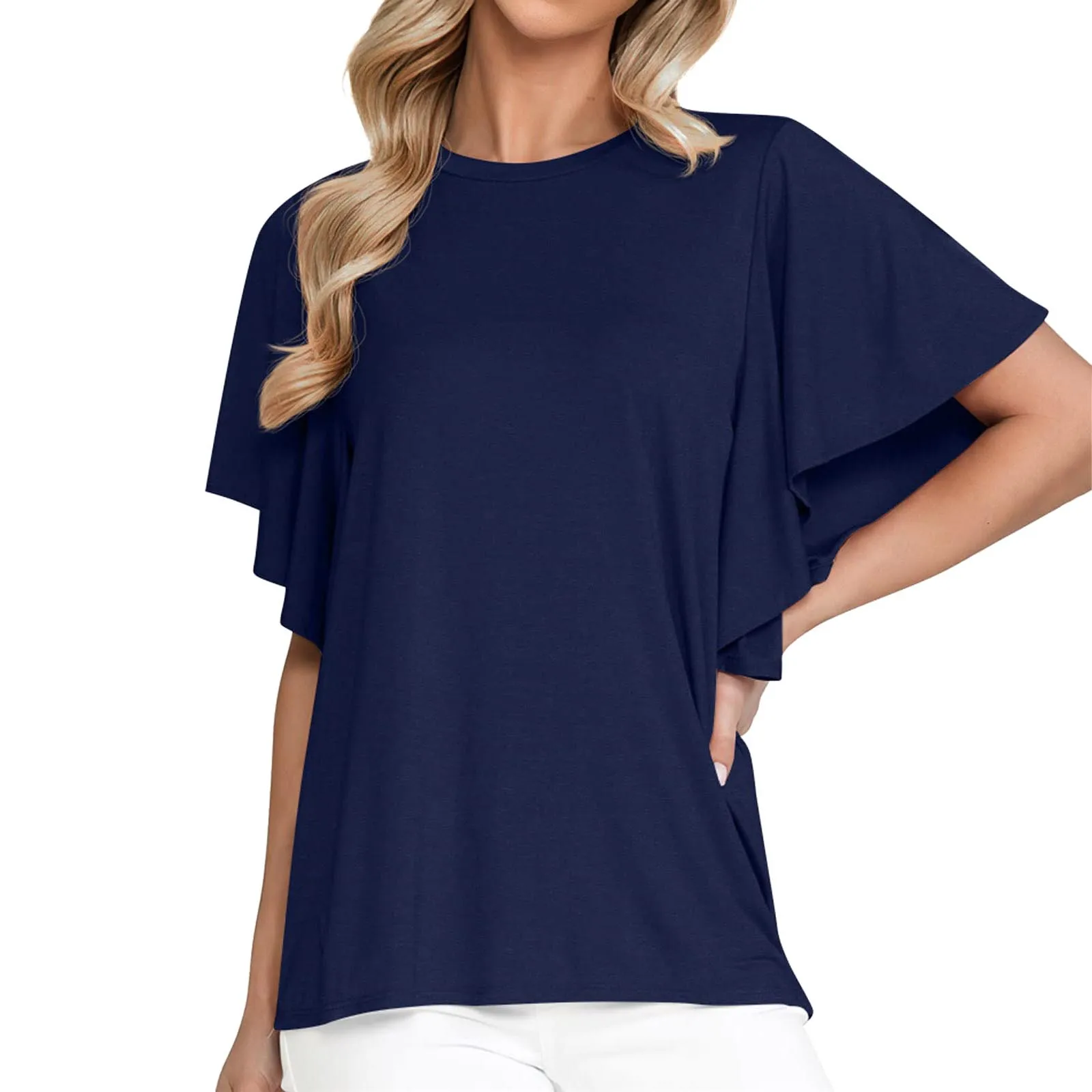 Elegant Solid Color T Shirt Women Summer Ruffle Short Sleeves Blouse Female Tops Tee Casual Streetwear Shirt Tops Blusas Mujer
Elegant Solid Color T Shirt Women Summer Ruffle Short Sleeves Blouse Female Tops Tee Casual Streetwear Shirt Tops Blusas Mujer
