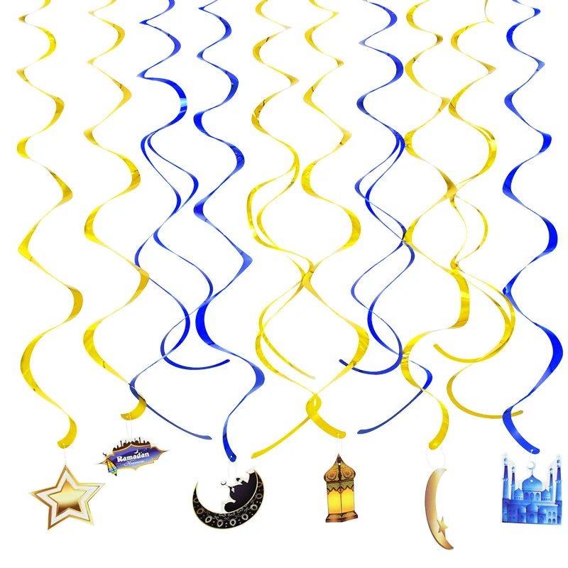 Gold Blue Swirl Spiral Eid Mubarak Banner Ramadan Decorations Hanging For Home Islamic Muslim Party Ramadan Kareem EID Al Adha
Gold Blue Swirl Spiral Eid Mubarak Banner Ramadan Decorations Hanging For Home Islamic Muslim Party Ramadan Kareem EID Al Adha
