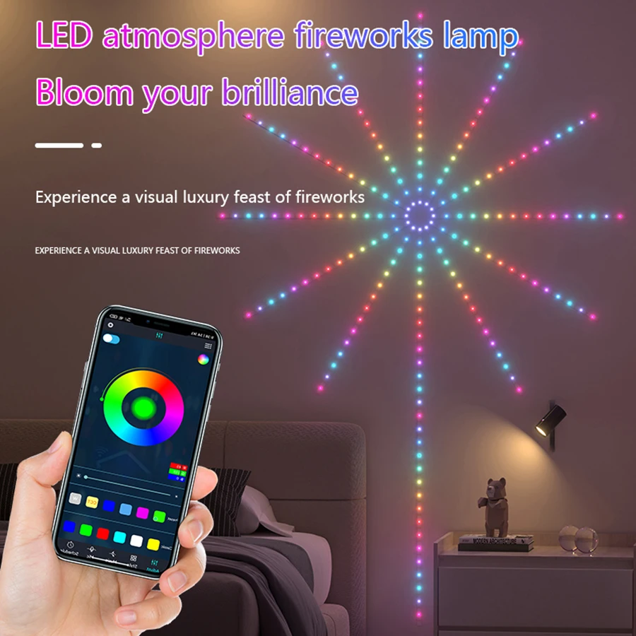 Fireworks Light Band RGB Bluetooth LED Strip Magic Color Ambient Light Holiday Party For Home Bedroom Decor Luminaire Gift
Fireworks Light Band RGB Bluetooth LED Strip Magic Color Ambient Light Holiday Party For Home Bedroom Decor Luminaire Gift